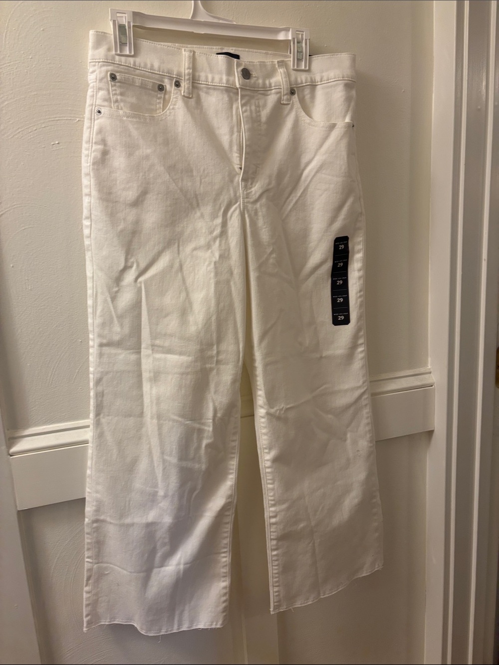 J. Crew White Cropped Wide-Leg Jeans